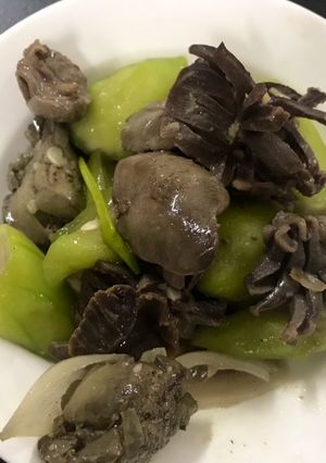 Hình của món Mướp xào lòng gà.