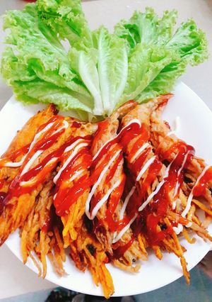 Hình của món Tôm chiên hoàng bào.