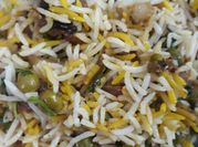 A picture of veg soya chunk biryani