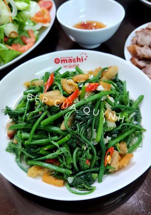 Hình của món Ngọn Su Su Xào Tóp Mỡ.