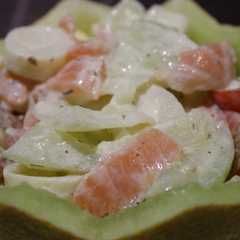 Una foto de Ensalada de melón y salmón