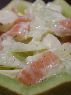 Una foto de Ensalada de melón y salmón