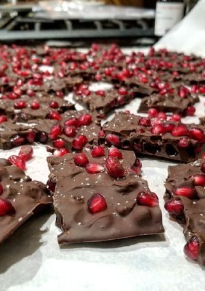 A picture of Dark Chocolate Pomegranate Bark.