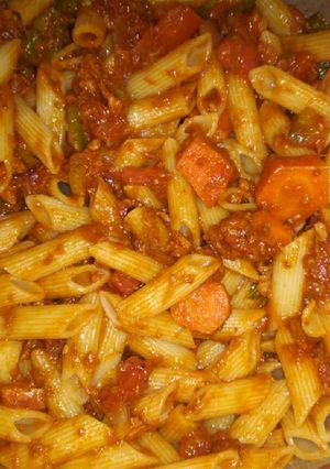 صورة لوصفة معكرونا بالنقانق😋😍