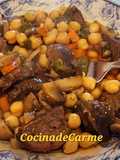 Carrilleras ibéricas estofadas con garbanzos