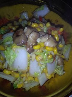 Foto resep Tumis jamur kancing, jagung, sawi putih