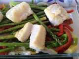 Bacalao con verduras al horno