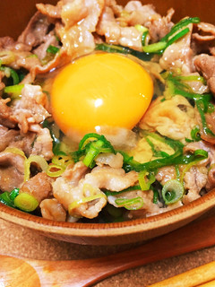 A picture of Garlic Soy Sauce Scented Pork and Green Onion Stamina Bowl.