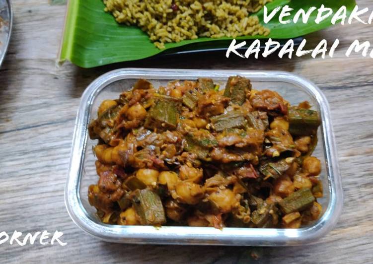 Recipe of Homemade Vendakkai Kadalai Masala Recipe | Lady’s finger chana masala