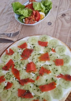 Une photo de Tarte saumon et concombre