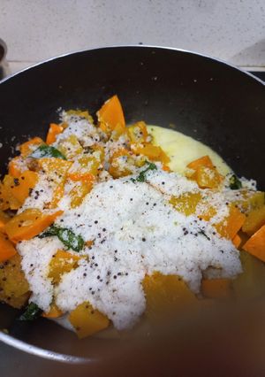 A picture of Steamed coconutty pumpkin curry.