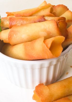 Hình của món Bánh ốc quế nướng chảo.