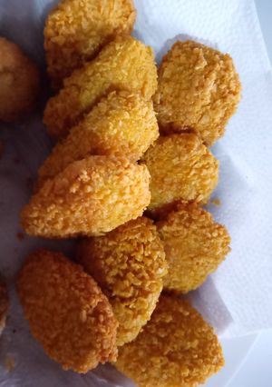 Una foto de Nuggets de pollo y avena. Rebozadas en cereal