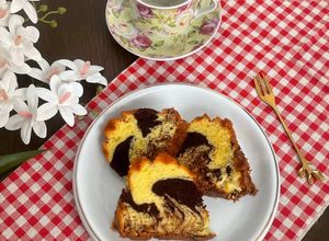 Foto resep Marmer Cake 6 Telur Lembut, Panggang Oven