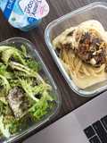 Chicken Basil Alfredo Pasta and Salad
