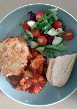 A picture of Cooking Mama's Chicken & Chorizo Gratin.