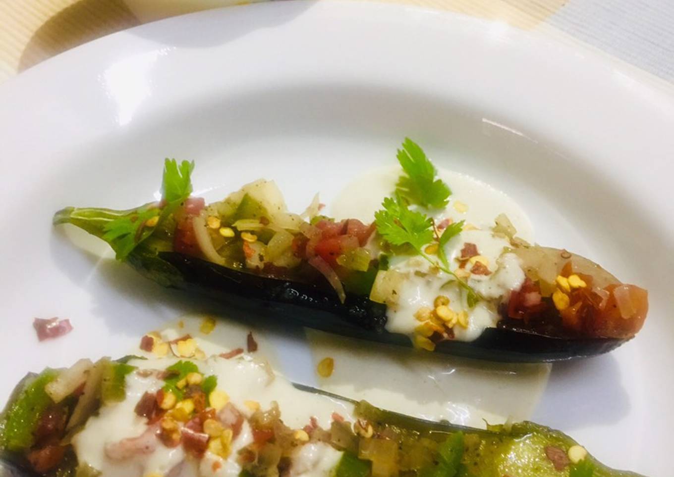 Roasted eggplants with walnut cheese sauce