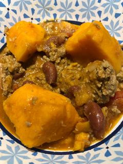 A picture of Sweet Potato 🍠 Turkey 🦃 Chili.