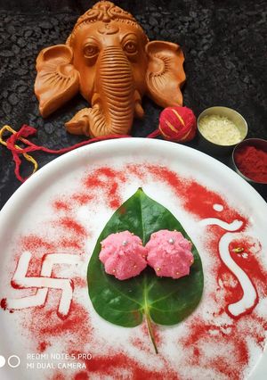 A picture of Rose Coconut Modak.