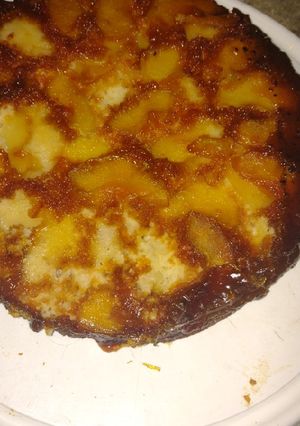 Una foto de Cómo hacer Torta invertida de manzana