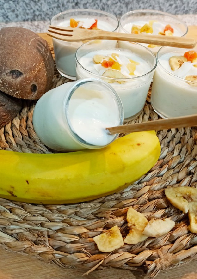 Una foto de Yogurt casero de plátano 🍌 y coco 🥥 (Panificadora Lidl)