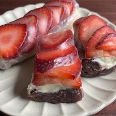 A picture of Sweet Azuki Paste & Strawberry Rice Paper Rolls.