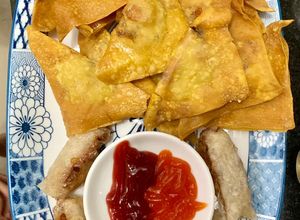 Hình của món Hoành thánh chiên.