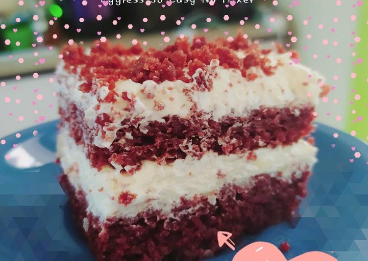 Cara Gampang Membuat Red Velvet Cake Eggless No Mixer Super Easy yang Enak