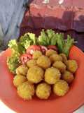 Fried soft cheese patata and cauliflower