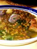 Lentejas con costilleja y botifarron