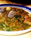Lentejas con costilleja y botifarron