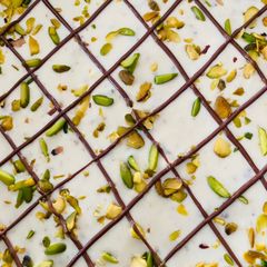 Pistachios, cranberries and almond fudge A picture of Pistachios, cranberries and almond fudge.