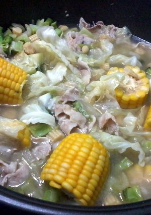 A picture of Cabbage And Corn Cob Soup.