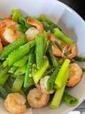 ผัดดอกหอมใส่กุ้ง