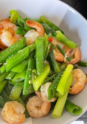 รูปของ ผัดดอกหอมใส่กุ้ง