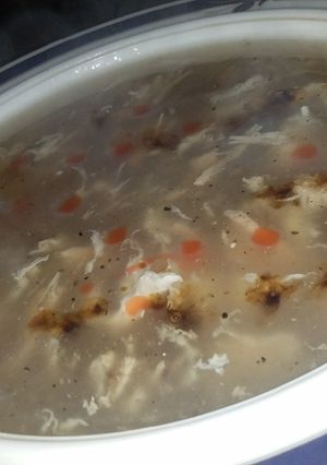 A picture of Chicken corn soup.