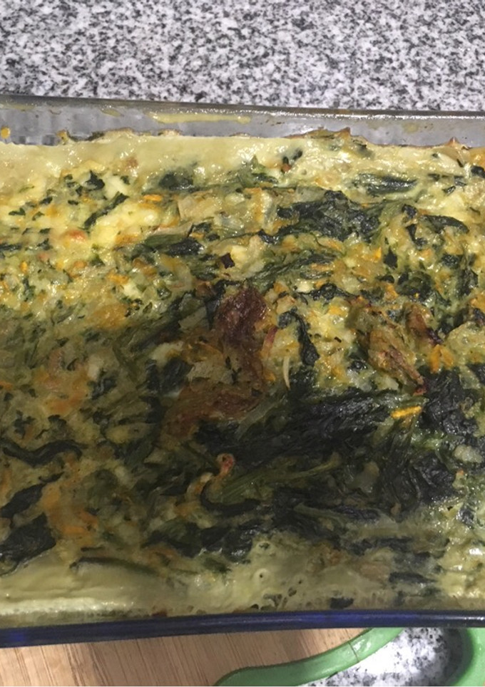 Una foto de Soufflé de espinaca, zapallo y papa