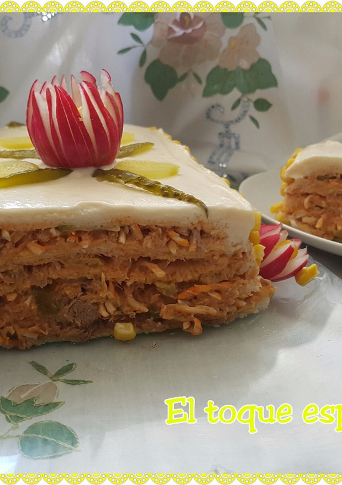 Una foto de Pastel frió con rallado de mar y atún