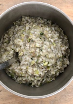 Une photo de Risotto courgettes et champignons