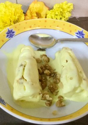 A picture of Roasted Walnuts-Saffron Kulfi.