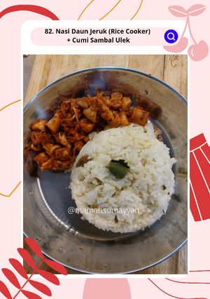 Foto resep 83. Nasi daun jeruk (rice cooker) + cumi sambal ulek