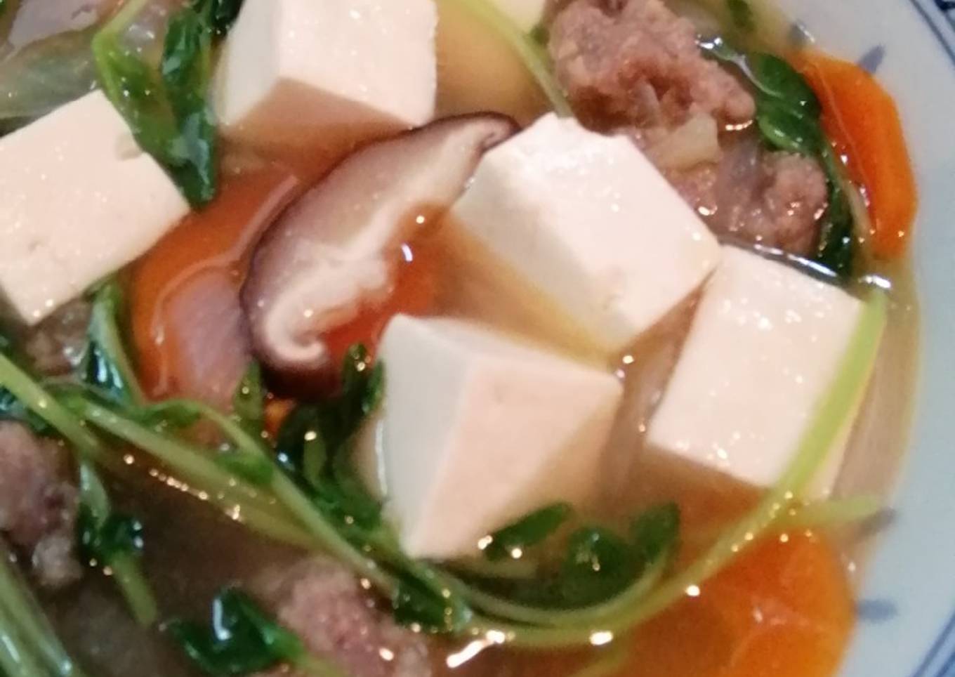 Sup sayur dengan bakso sapi
