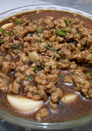 Foto resep Tahu telur kukus daging cincang (steam tofu savory egg custard)