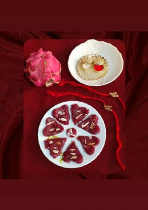 A picture of Dragon fruit Burfi.