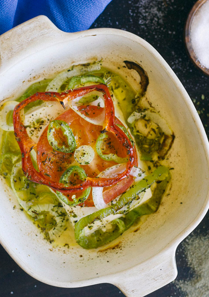 Una foto de Queso feta asado. Receta griega