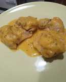 Contramuslo de pollo en salsa de calabaza y queso tierno