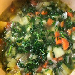 A picture of Carrot top soup - vegan.
