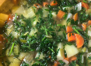 A picture of Carrot top soup - vegan.