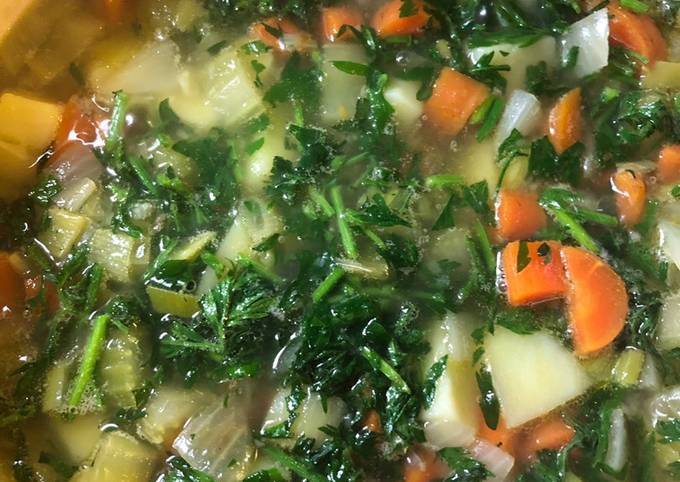 Recipe of Quick Carrot top soup - vegan