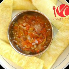 A picture of Fried Yam and Pepper Sauce.